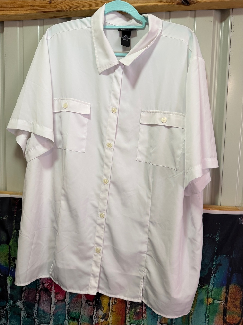 Maggie Barnes White Short-Sleeve Button-Down Shirt